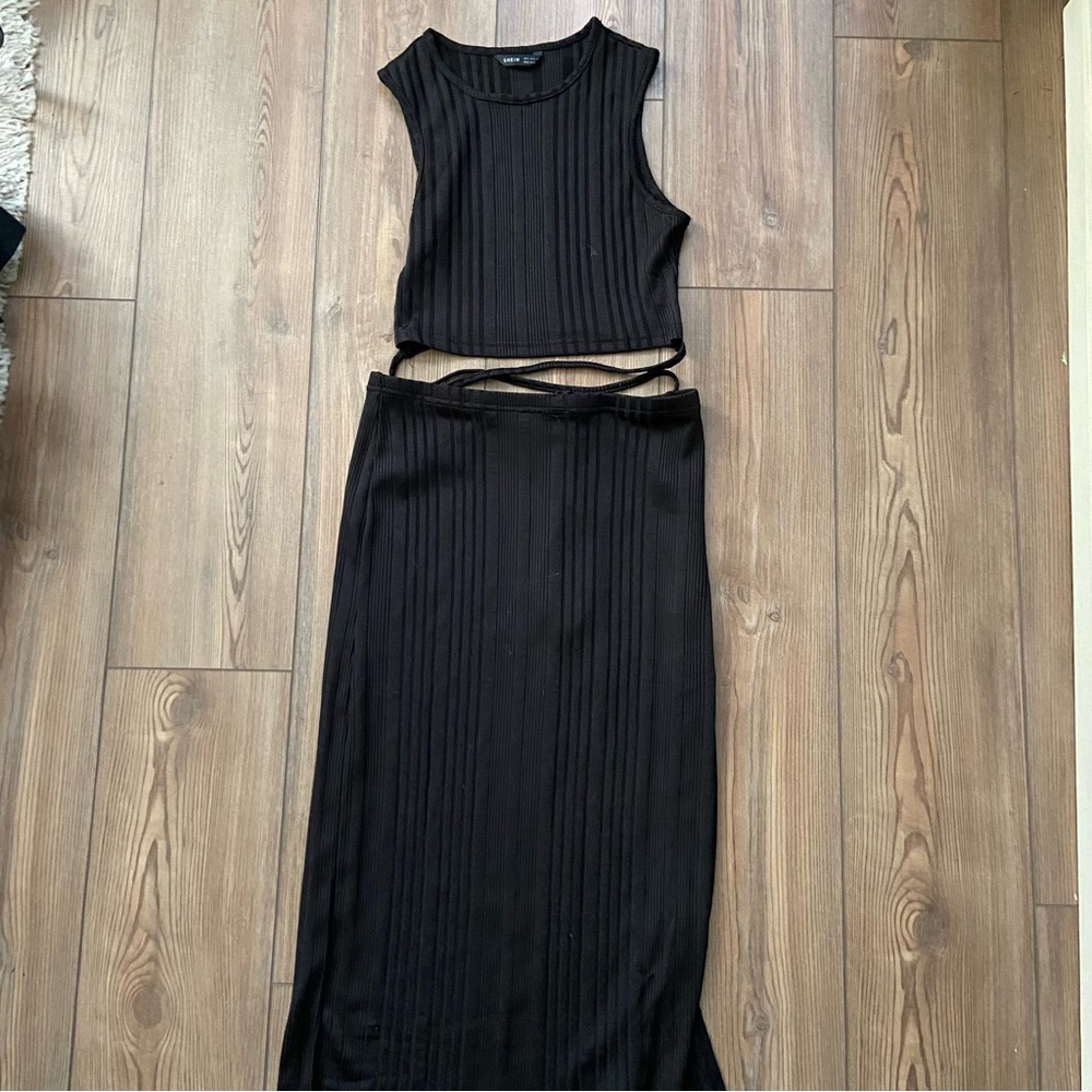 Shein Black Ribbed Set